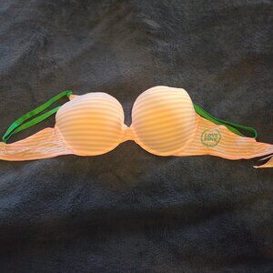 Victoria's Secret Pink! Pink Stripe Wear Everywhere pushup bra 38C